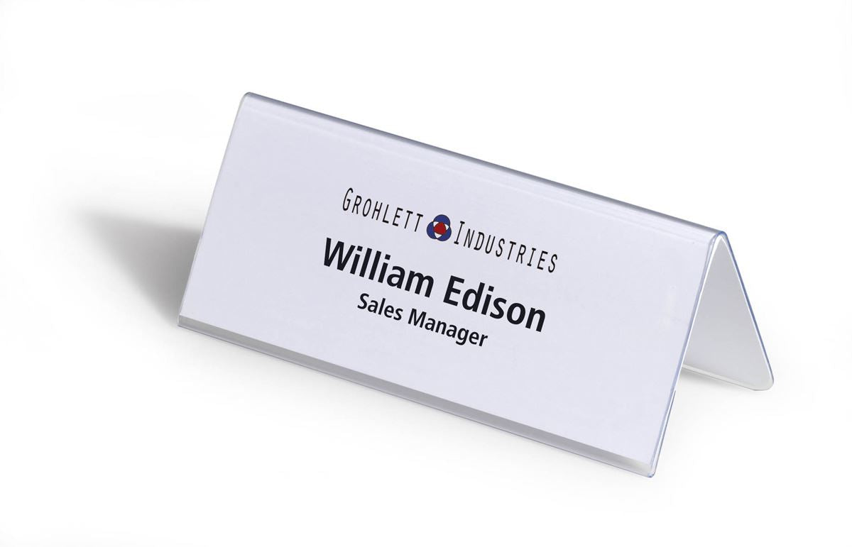 Durable Clear Plastic Table Place Name Holders and Inserts | 25 Pack | 61x150mm