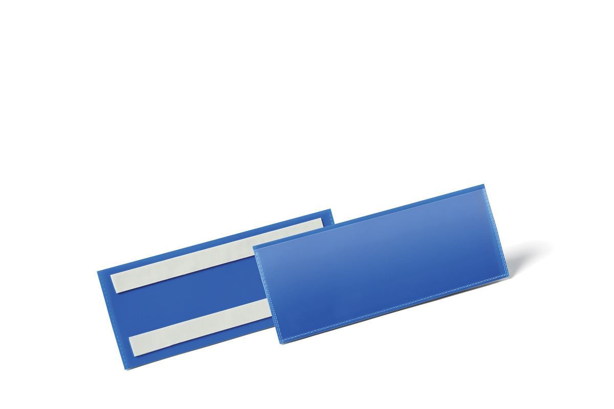 Durable Adhesive Ticket Holder Document Pockets | 50 Pack | 210 x 74mm | Blue