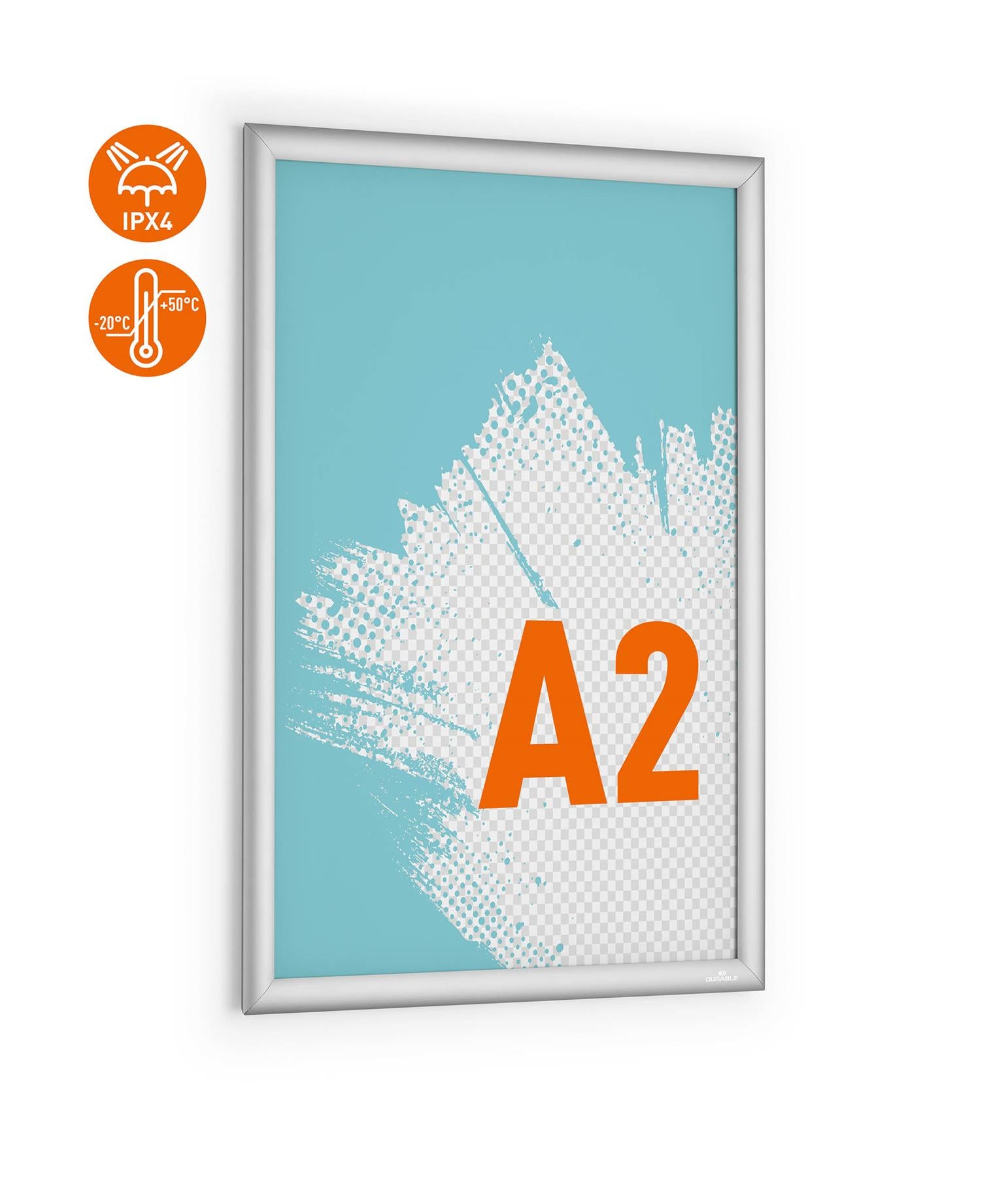 Durable Outdoor Snap Frame Weatherproof Poster Holder Notice Board | A2 Silver