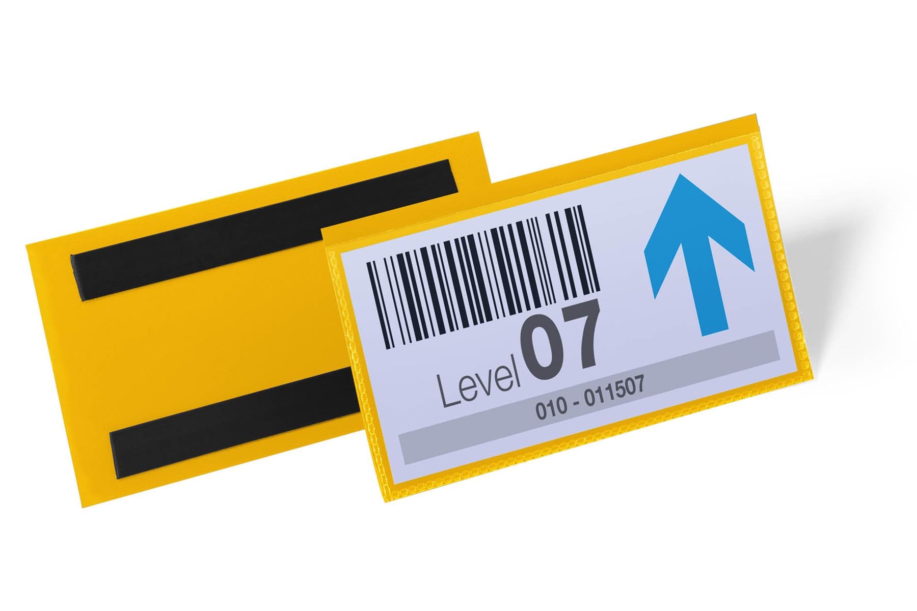 Durable Magnetic Ticket Holder Document Pockets | 50 Pack | 150 x 67mm | Yellow