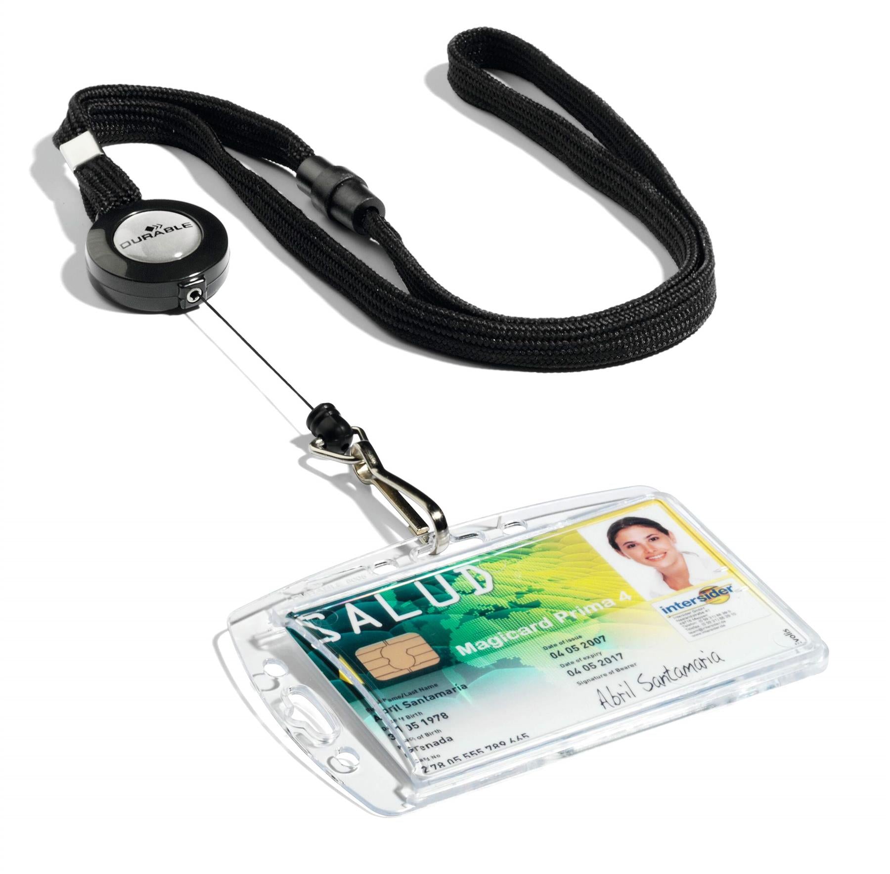 Durable Secure Retractable ID Badge Reel and Soft Breakaway Lanyard | Black