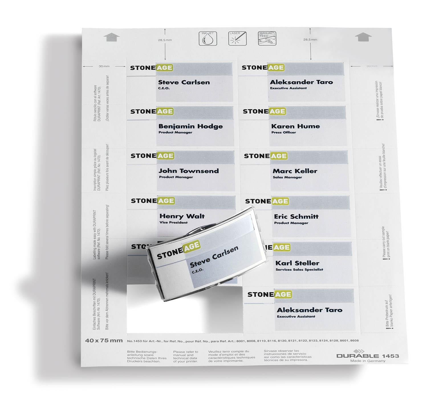 Durable BADGEMAKER Printable Name Badge Inserts | 240 Cards | 40x75mm