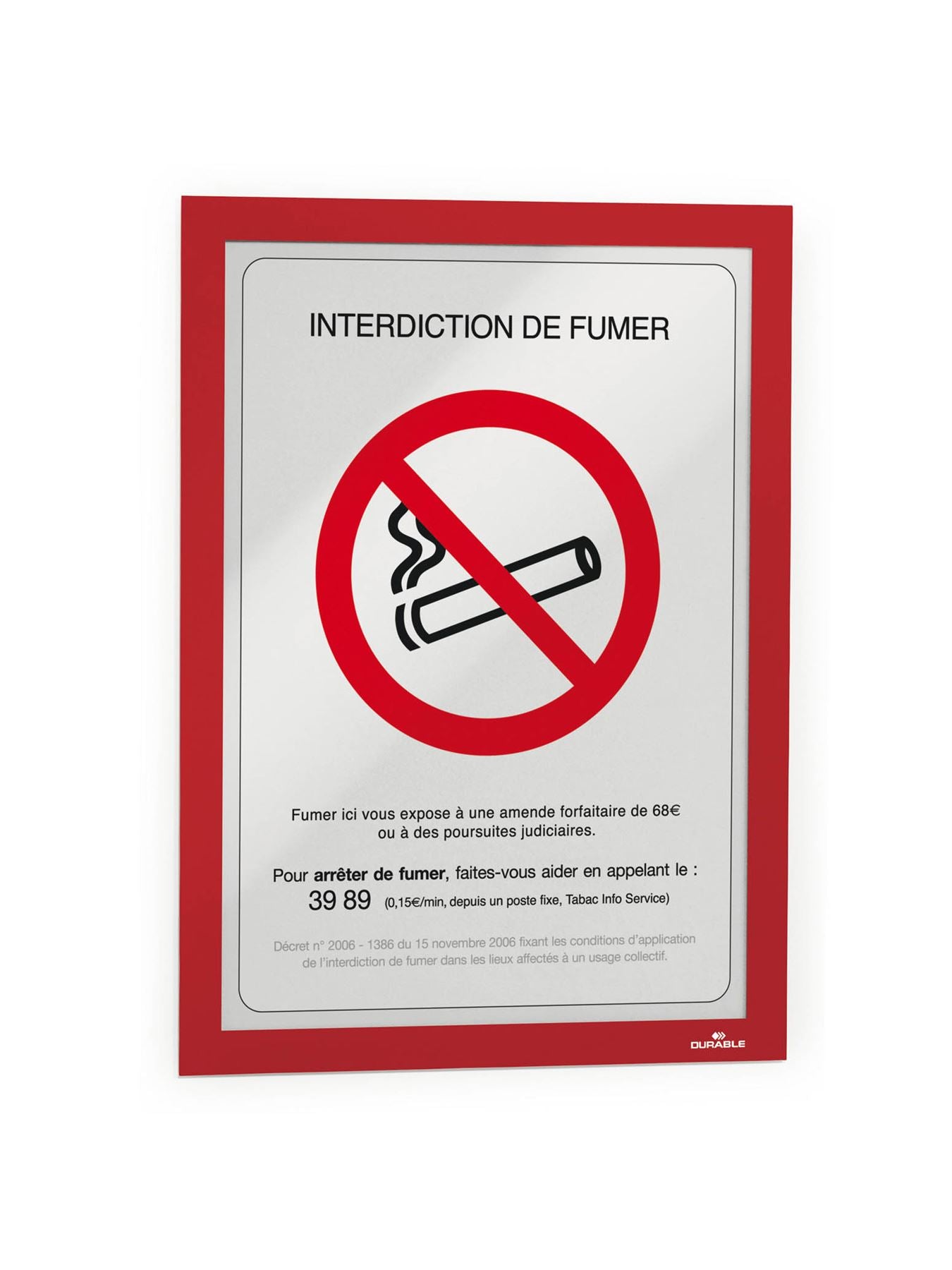 Durable DURAFRAME Self Adhesive Magnetic Signage Frame | 2 Pack | A4 Red