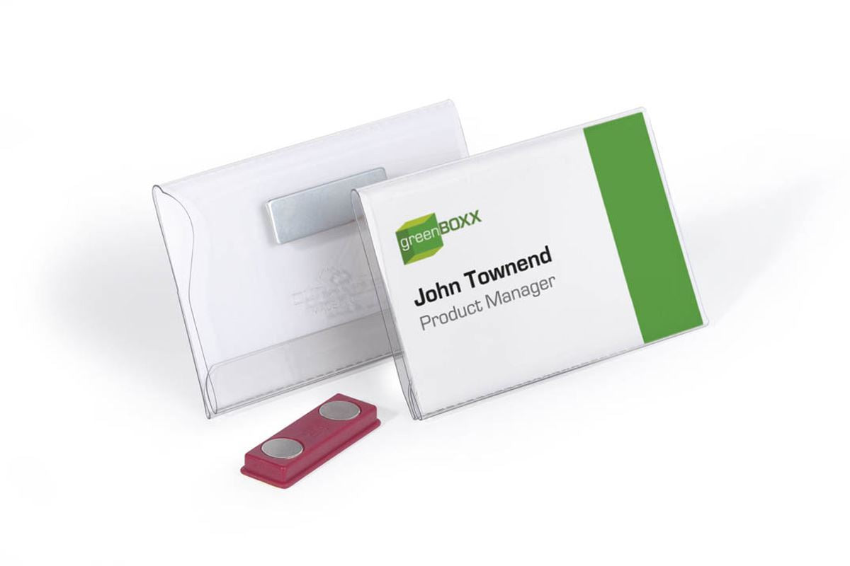 Durable Conference Magnet Name Tag Badge Holders + Inserts | 25 Pack | 54 x 90mm