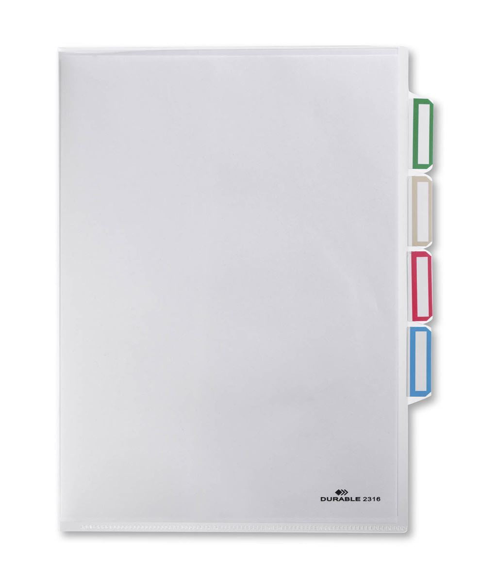 Durable Cut Flush 3 Part Index Divider Document Folder | 5 Pack | A4 Clear