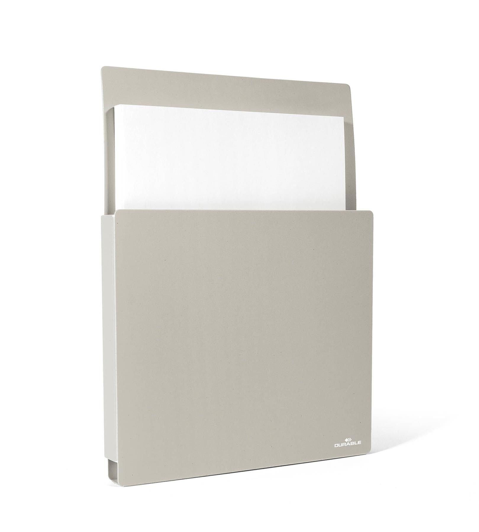 Durable Info Box Magnetic Document File Holder for Metal & Whiteboards | A4 Grey