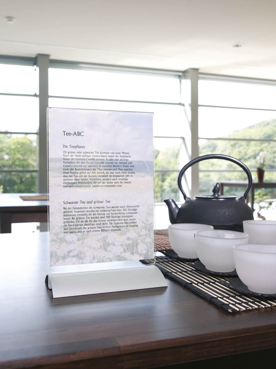 Durable Acrylic Aluminium Display Stand Table Menu & Sign Holder | A5 | Clear
