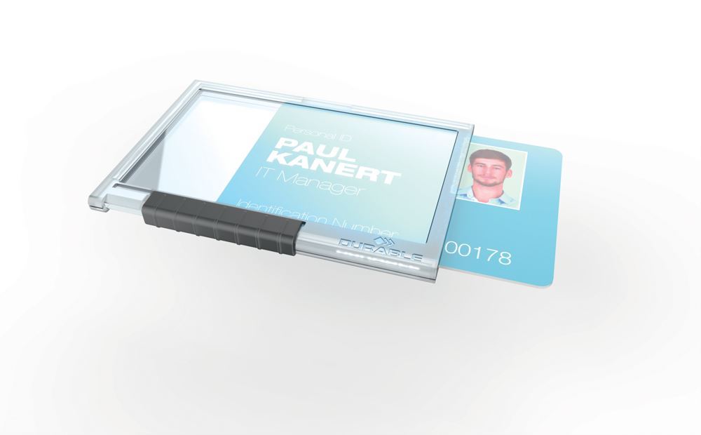 Durable PUSHBOX Security Pass ID Card Holders for Lanyards | 10 Pack | Clear