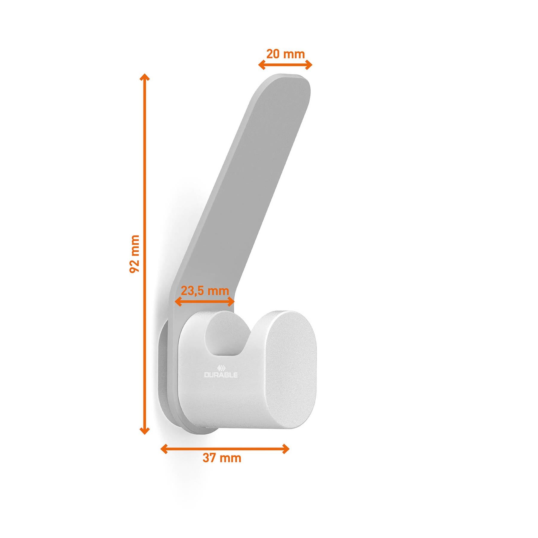 Durable DURASTORE Aluminium Double Coat Hooks Wall Mounted | 4 Pack | Grey