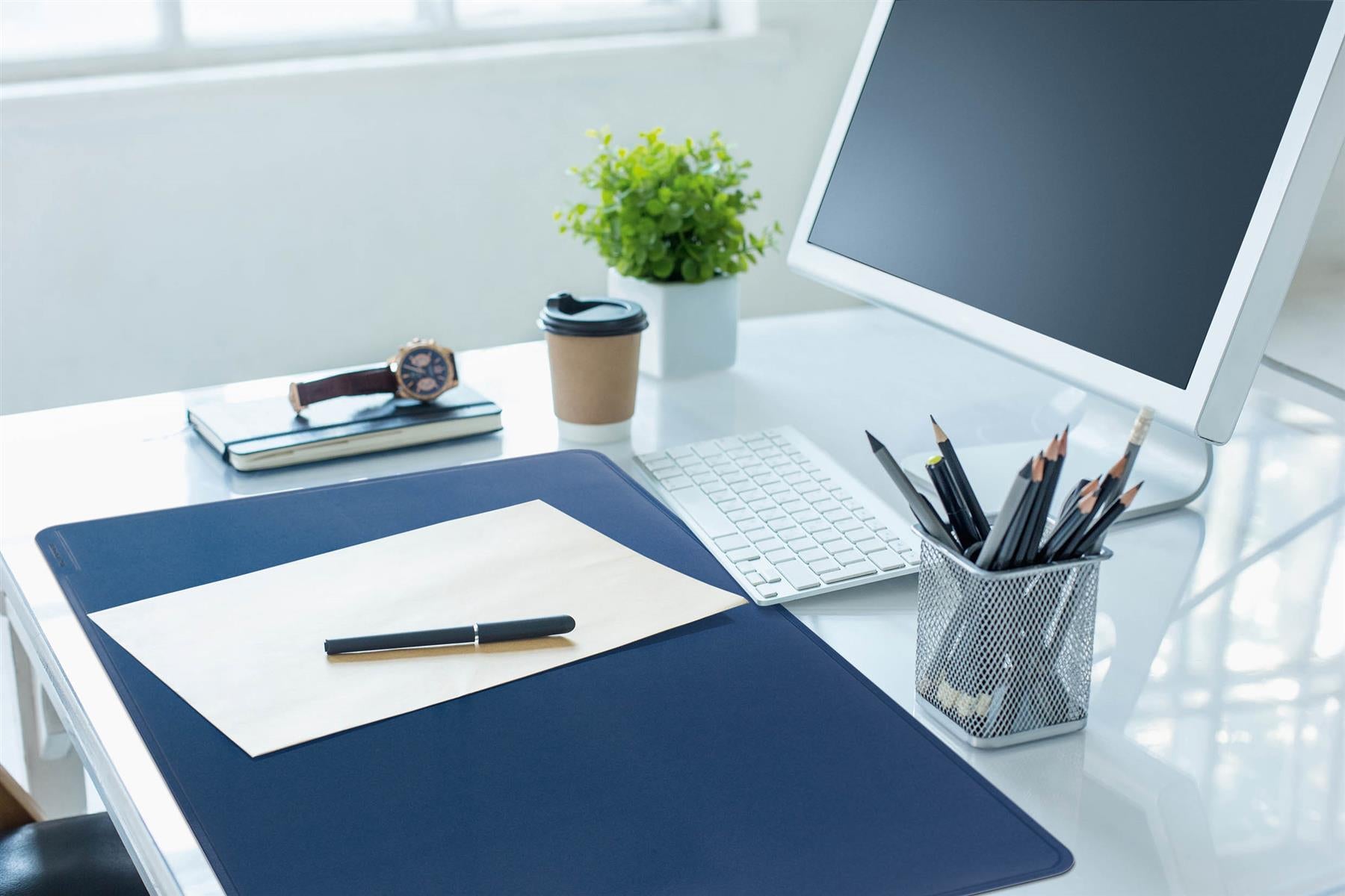 Durable Smooth Non-Slip Desk Mat Laptop PC Keyboard Mouse Pad | 65x50 cm | Blue