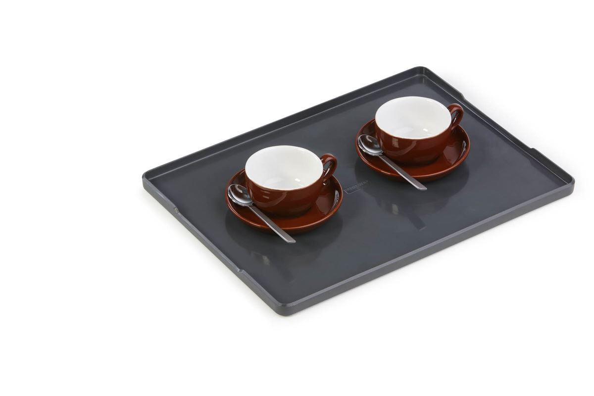 Durable COFFEE POINT Food-Safe Tea Serving Tray Compact for Draws | Grey