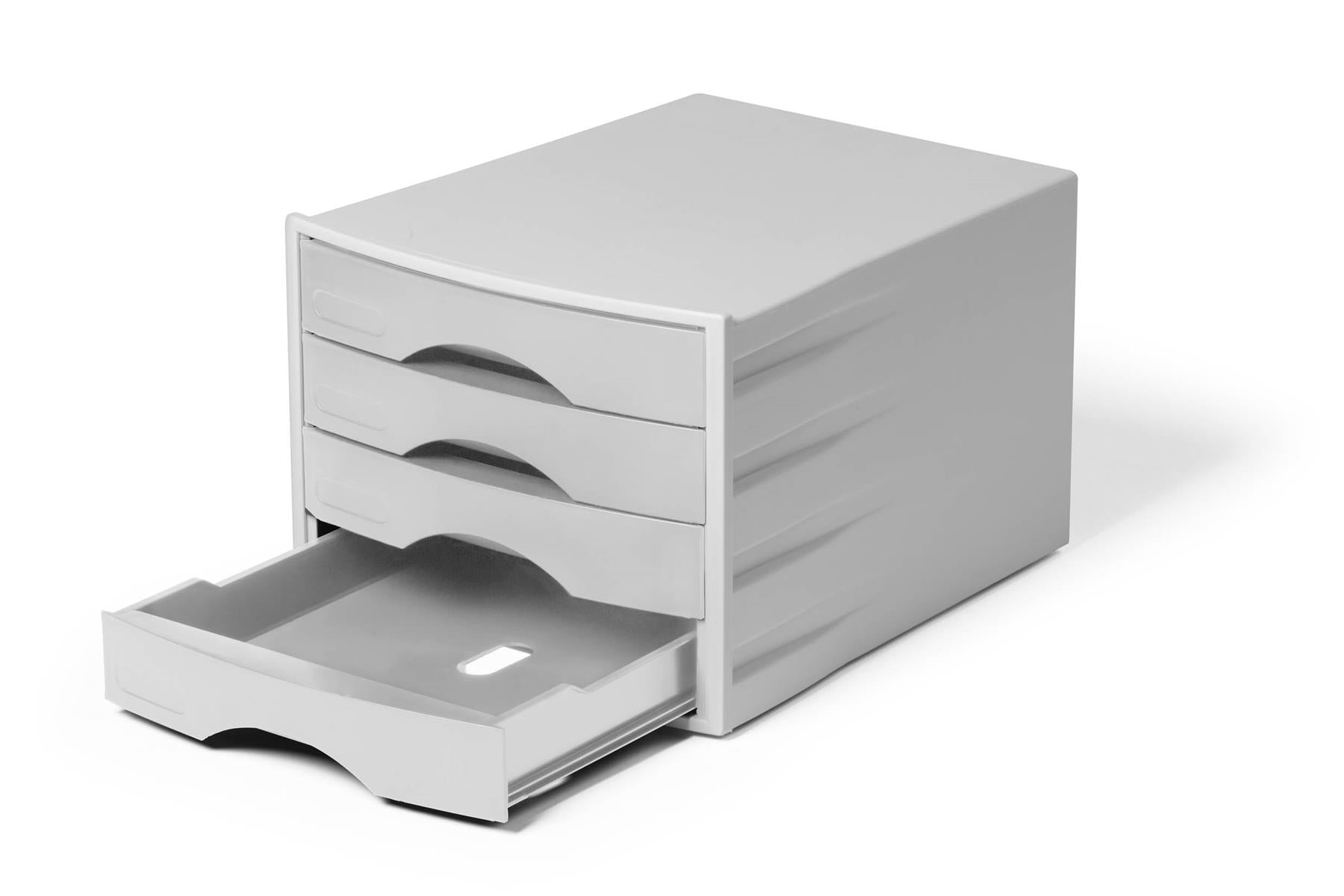 Durable ECO Recycled Plastic Desktop File Organiser 4 Drawer Box | A4+ Grey