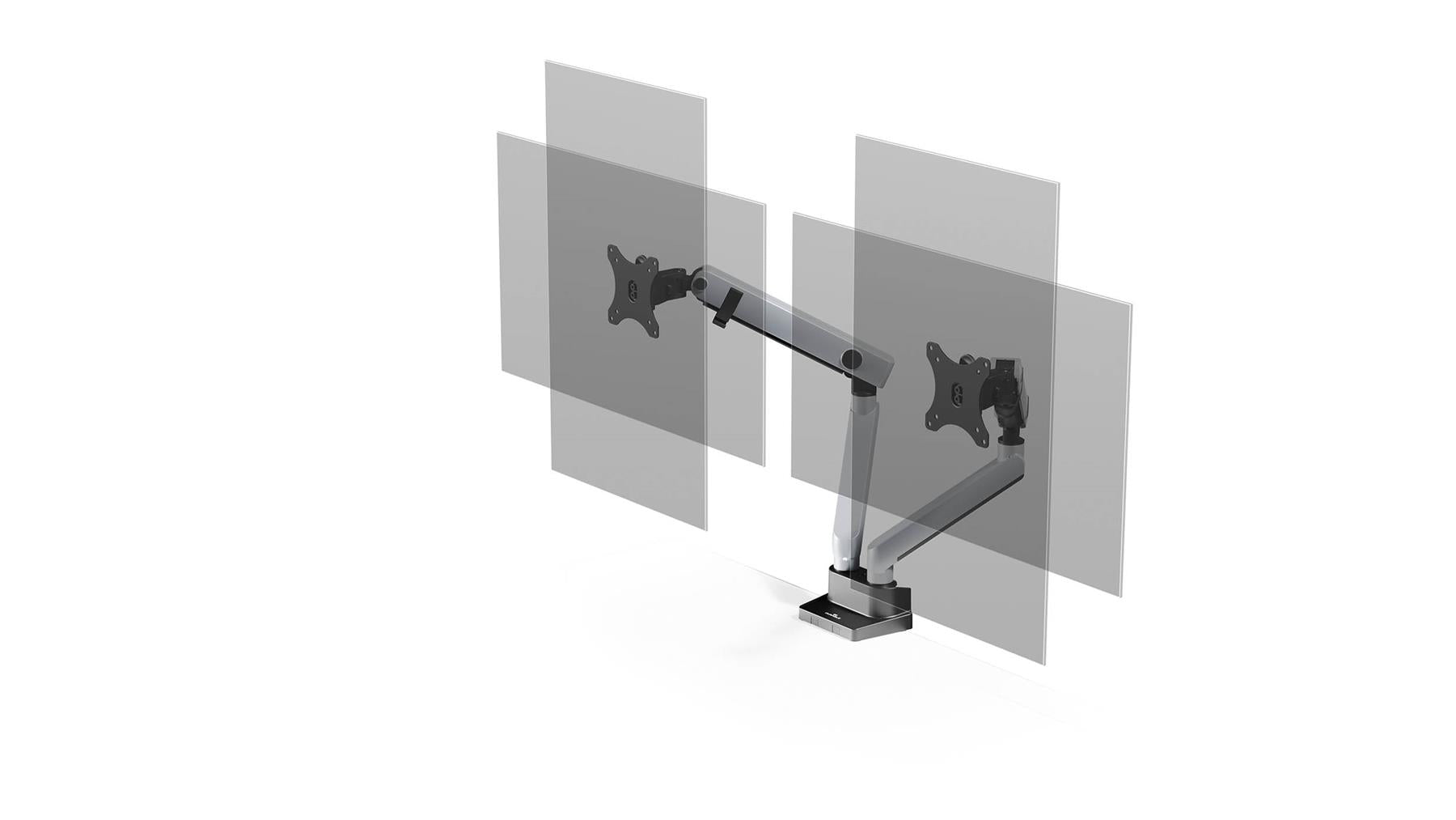 Durable SELECT PLUS Dual Arm Monitor Mount Desk Clamp for 2 Screens | 17 - 32"
