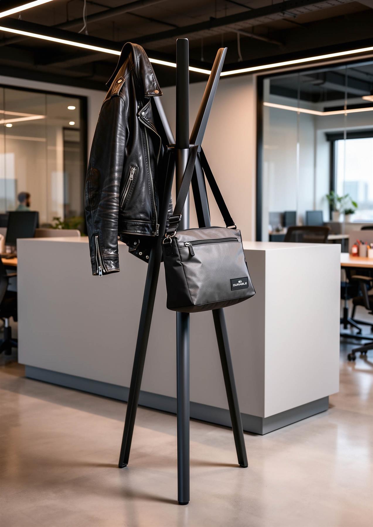 Durable DURASTORE Aluminium Coat Stand Freestanding 6 Hooks Clothes Rack | Black