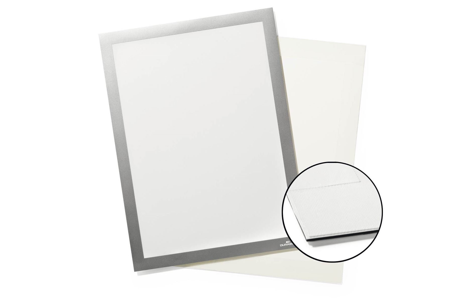 Durable DURAFRAME GRIP Fabric Adhesive Magnetic Signage Frame | A4 | Silver