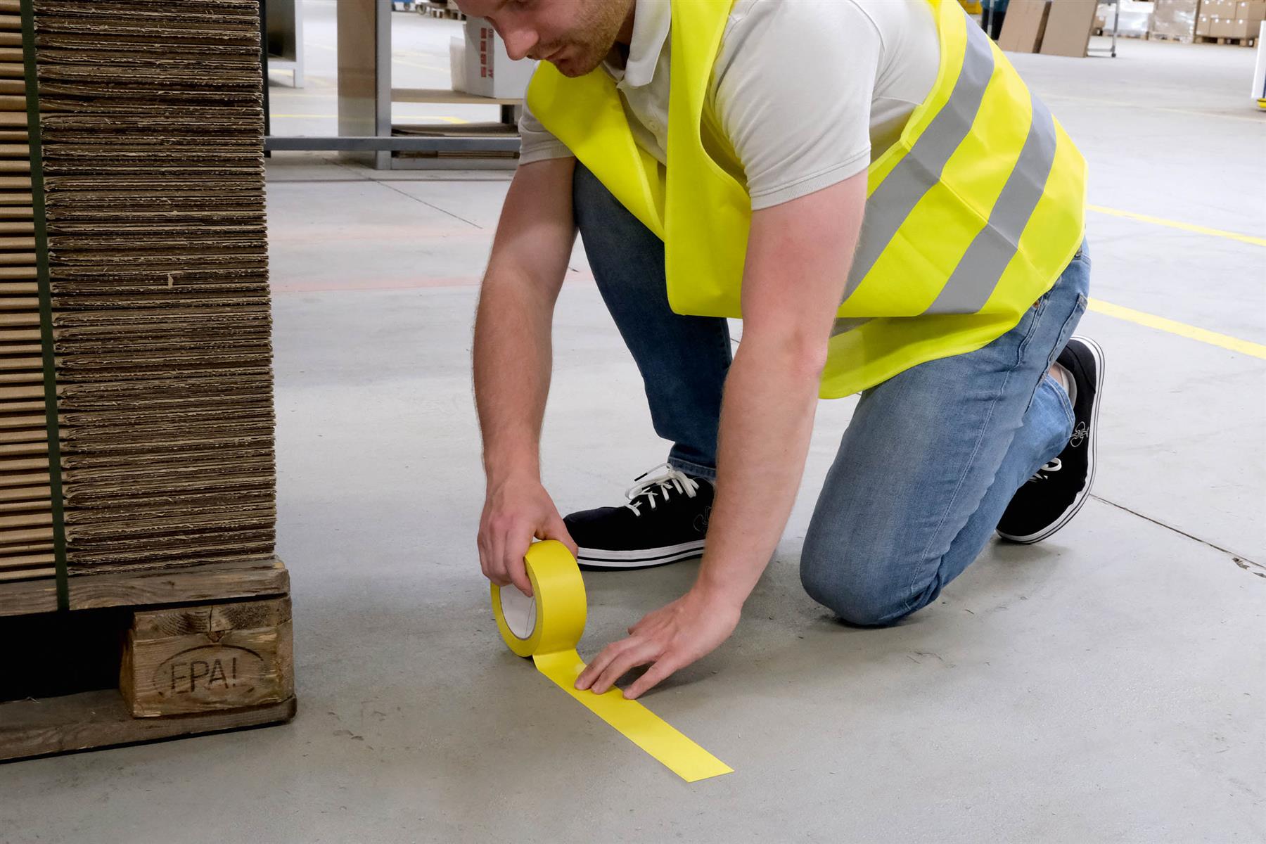 Durable DURALINE Removable PVC Hazard Warning Floor Marking Tape | 50mm x 33m
