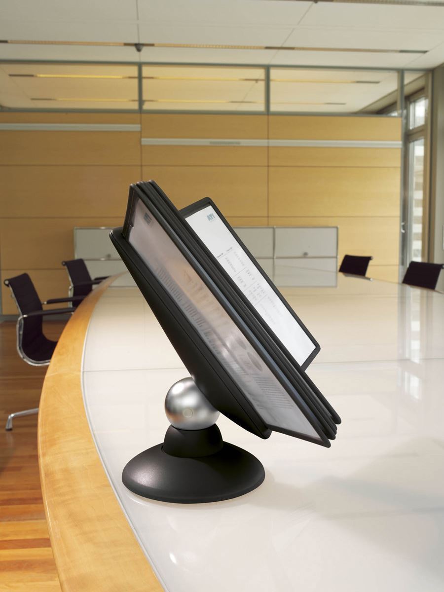 Durable SHERPA MOTION 360 Degree Desk Display Panel Stand | 10 Panels | A4 Black