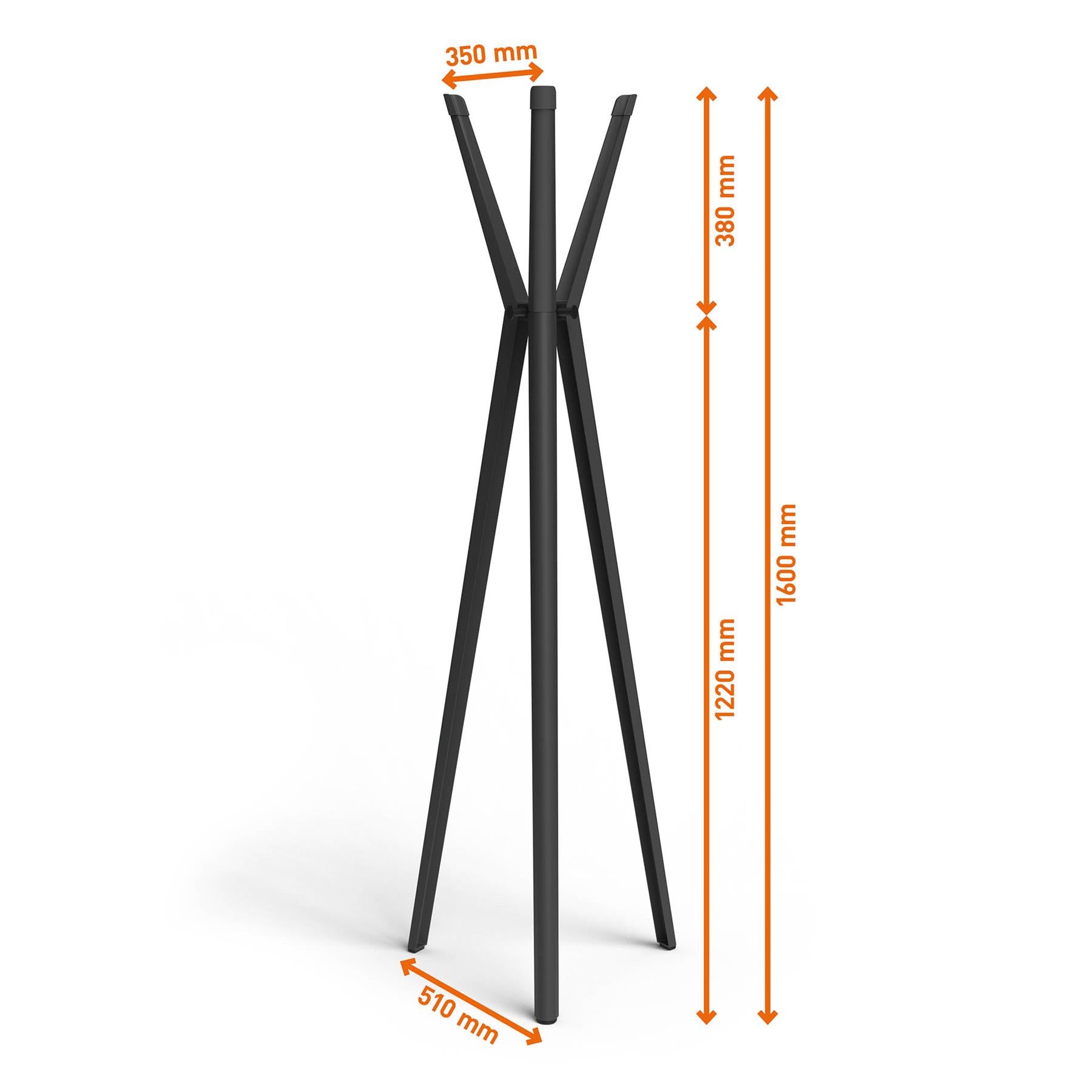 Durable DURASTORE Aluminium Coat Stand Freestanding 6 Hooks Clothes Rack | Black