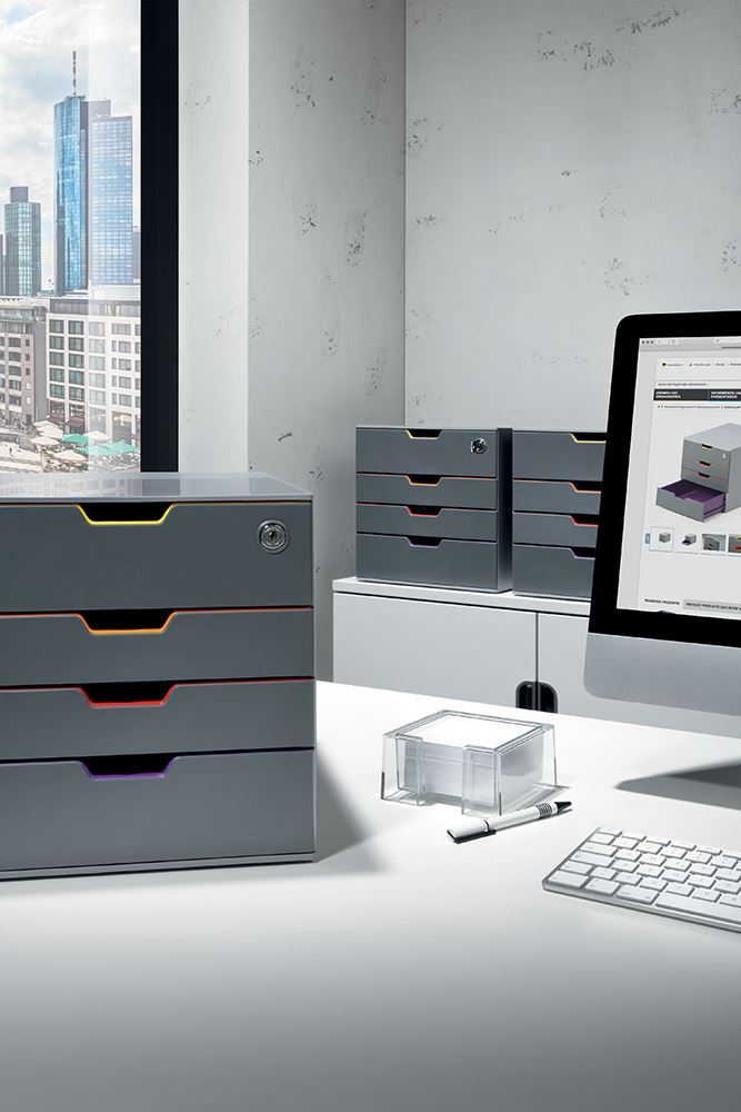 Durable VARICOLOR SAFE 4 Drawer Lockable GDPR Colour Coded Desktop Storage | A4+