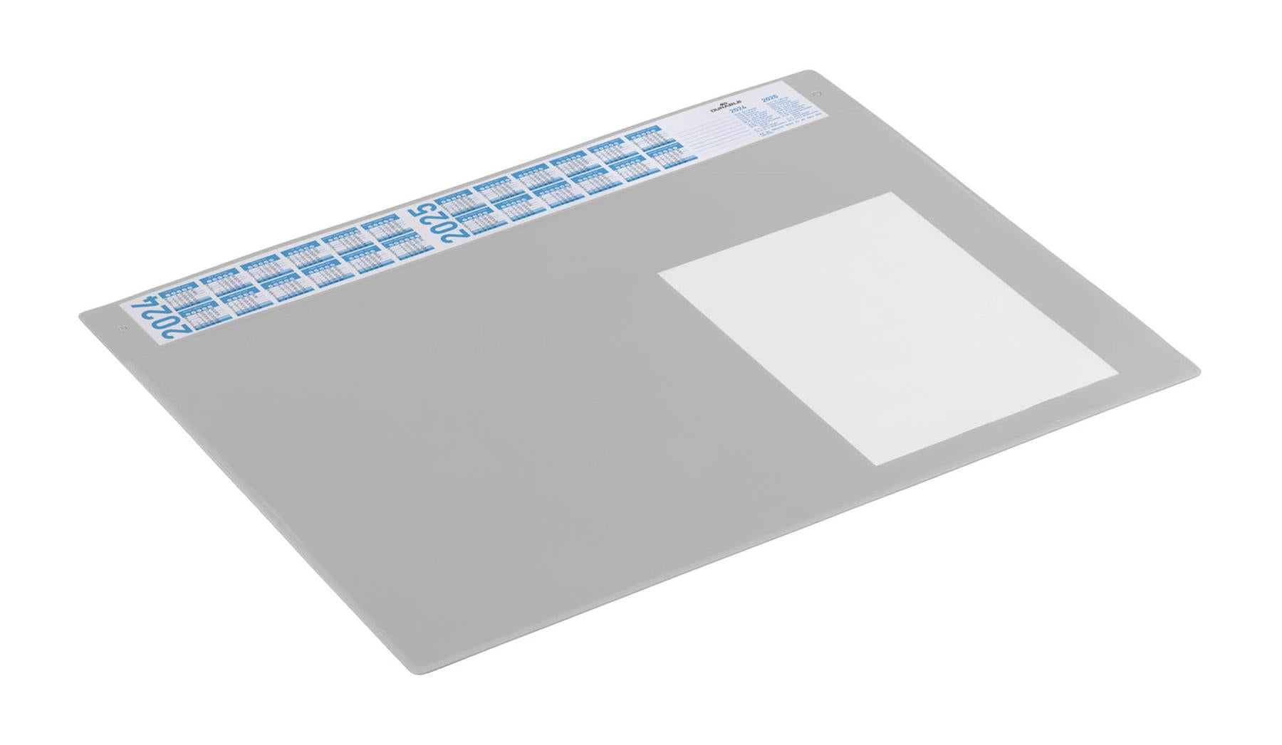 Durable Clear Overlay Calander Desk Mat Notes Protector Pad | 65x52 cm | Grey