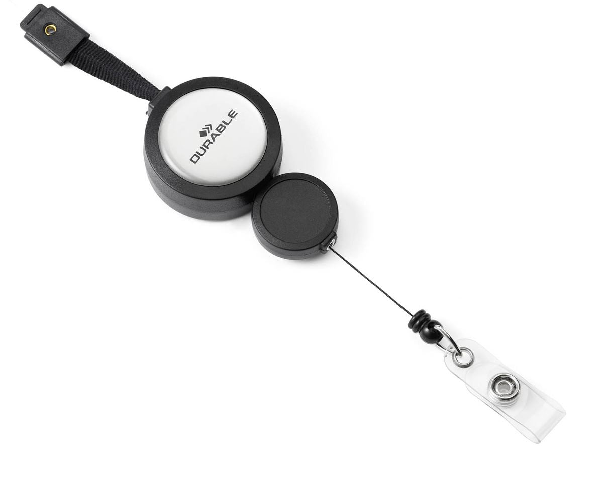 Durable Adjustable Snap-Button Breakaway Lanyard with Badge Reel | 10 Pk | Black