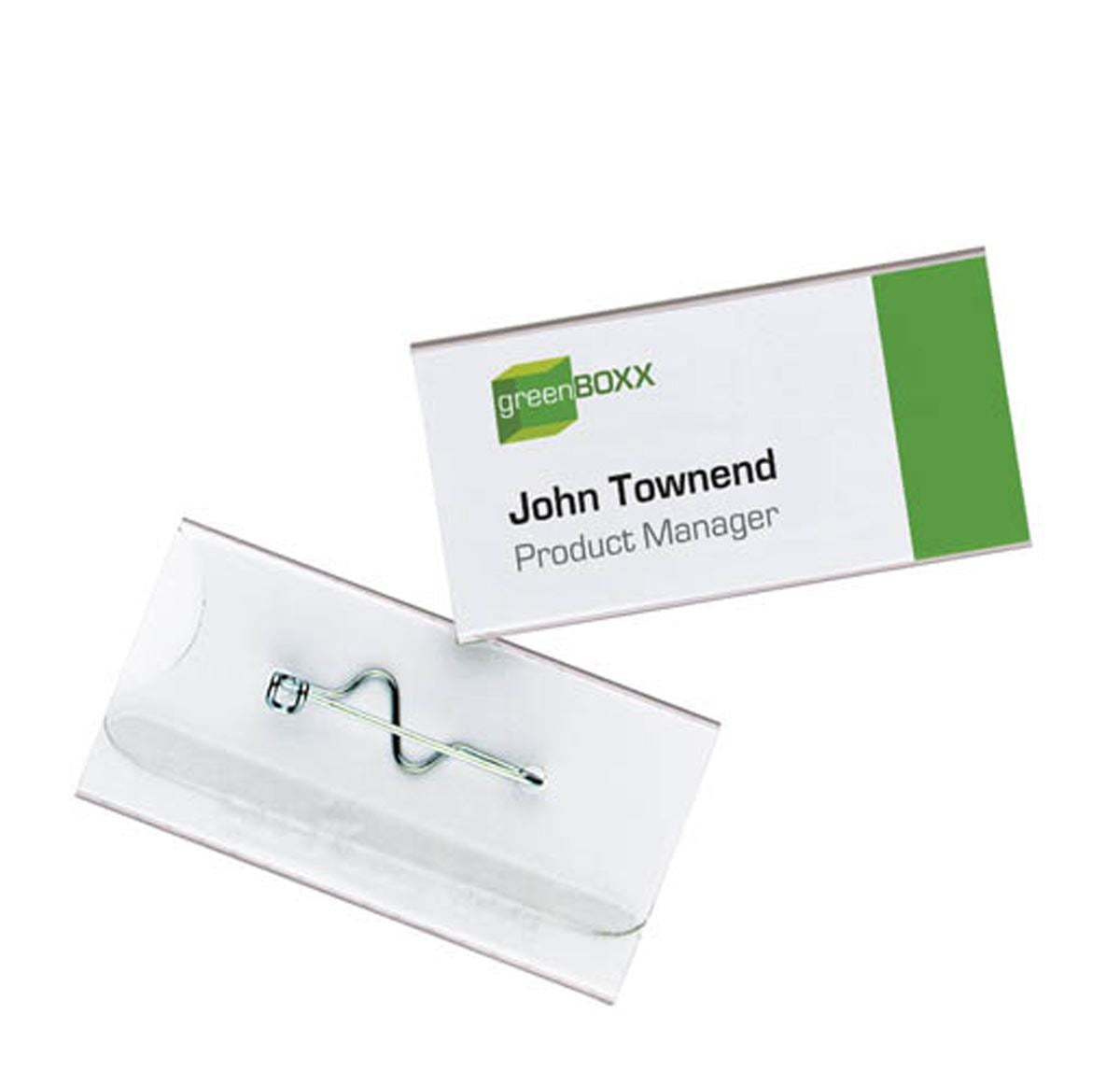Durable Conference Pin Name Tag Badge Holders + Inserts | 100 Pack | 30 x 60mm