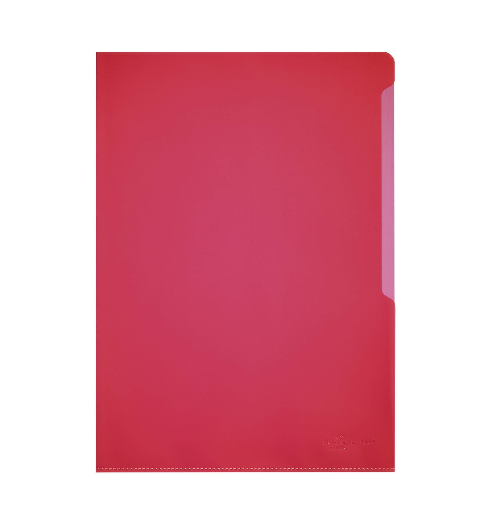 Durable Clear Plastic Cut Flush Document Wallet Folder | 100 Pack | A4 Red