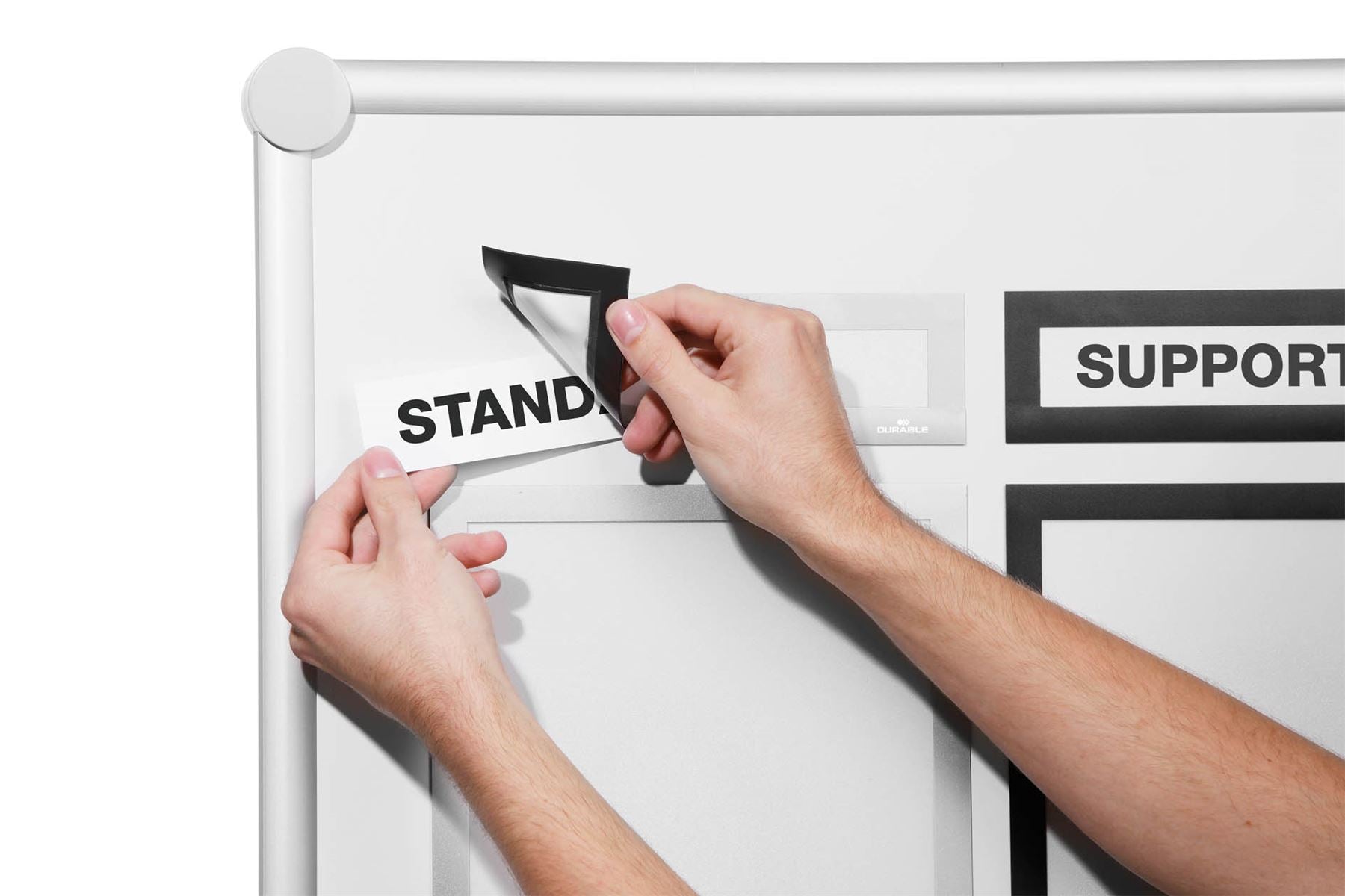 Durable DURAFRAME TOP Magnetic Signage Title Frame for A4 | 5 Pack | Black
