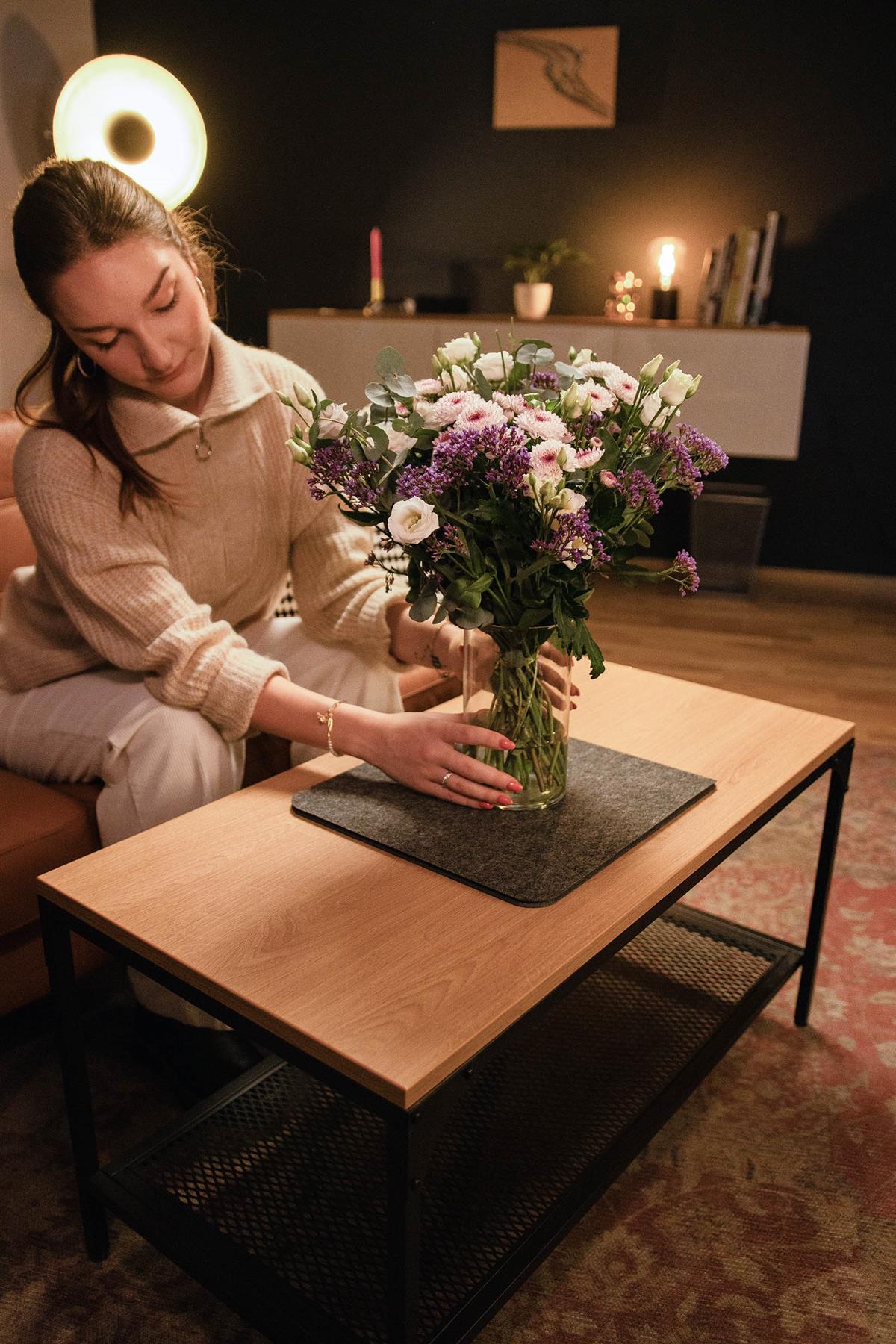 Durable Premium Soft Felt Desk Mat | with Fold Out Phone Holder | 70 x 33 cm