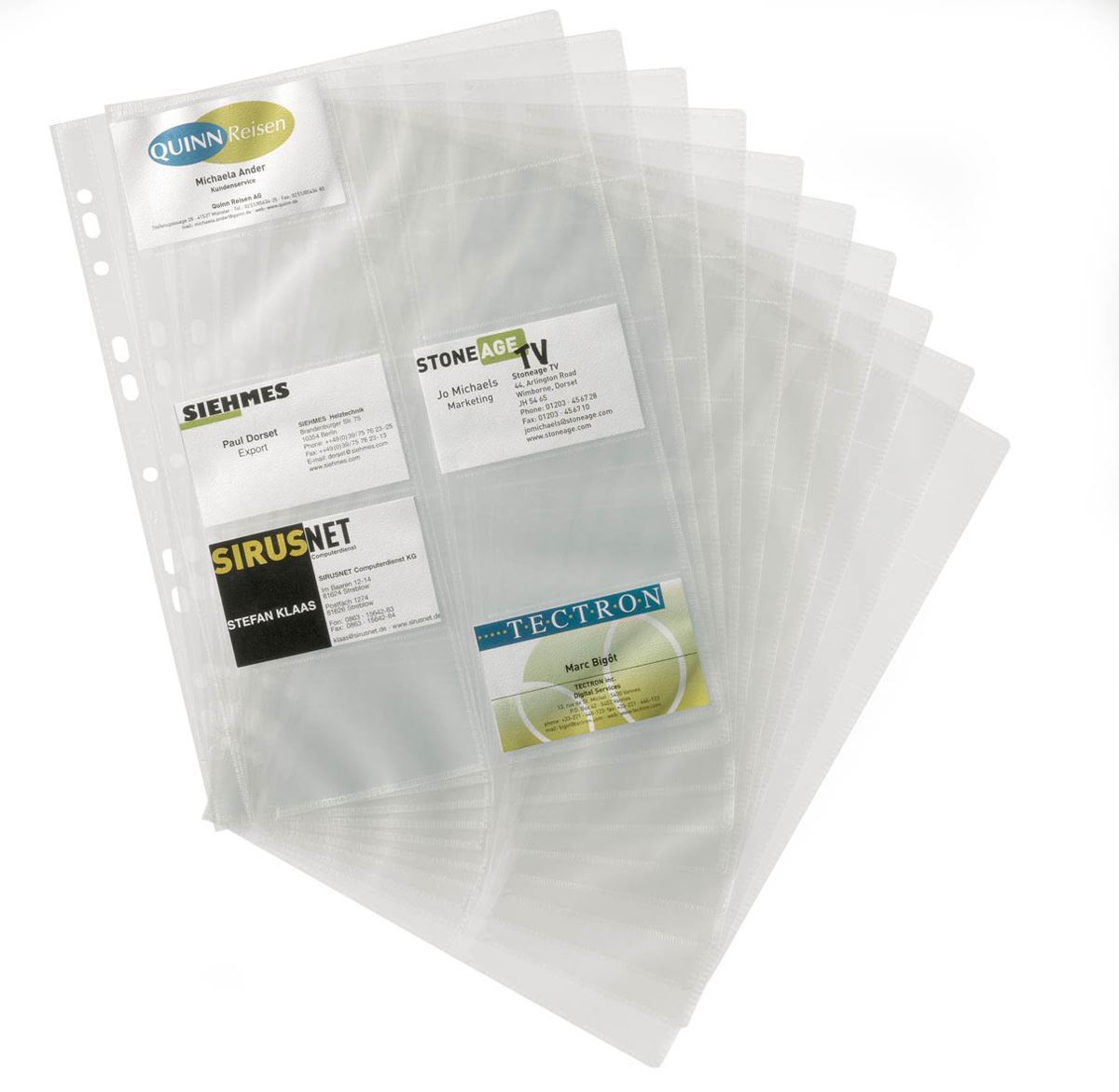 Durable VISIFIX Punched Pocket Wallets for Business Cards | 10 Pack | A4 Clear