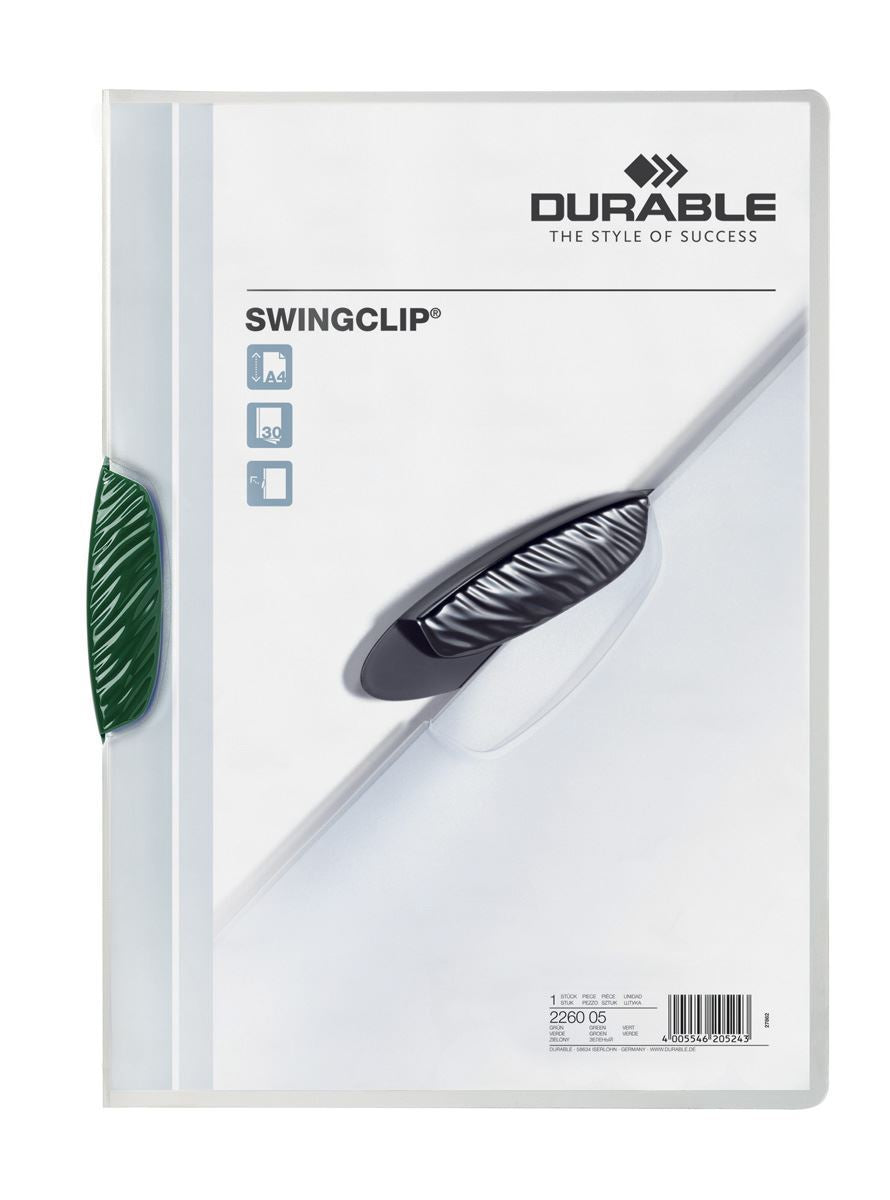 Durable SWINGCLIP 30 Document Swing Clip File Folder | 25 Pack | A4 Green
