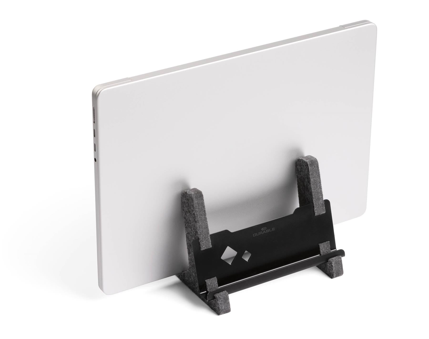 Durable Recycled Felt Vertical Laptop Stand Dock | Space Saving 3-in-1 Holder