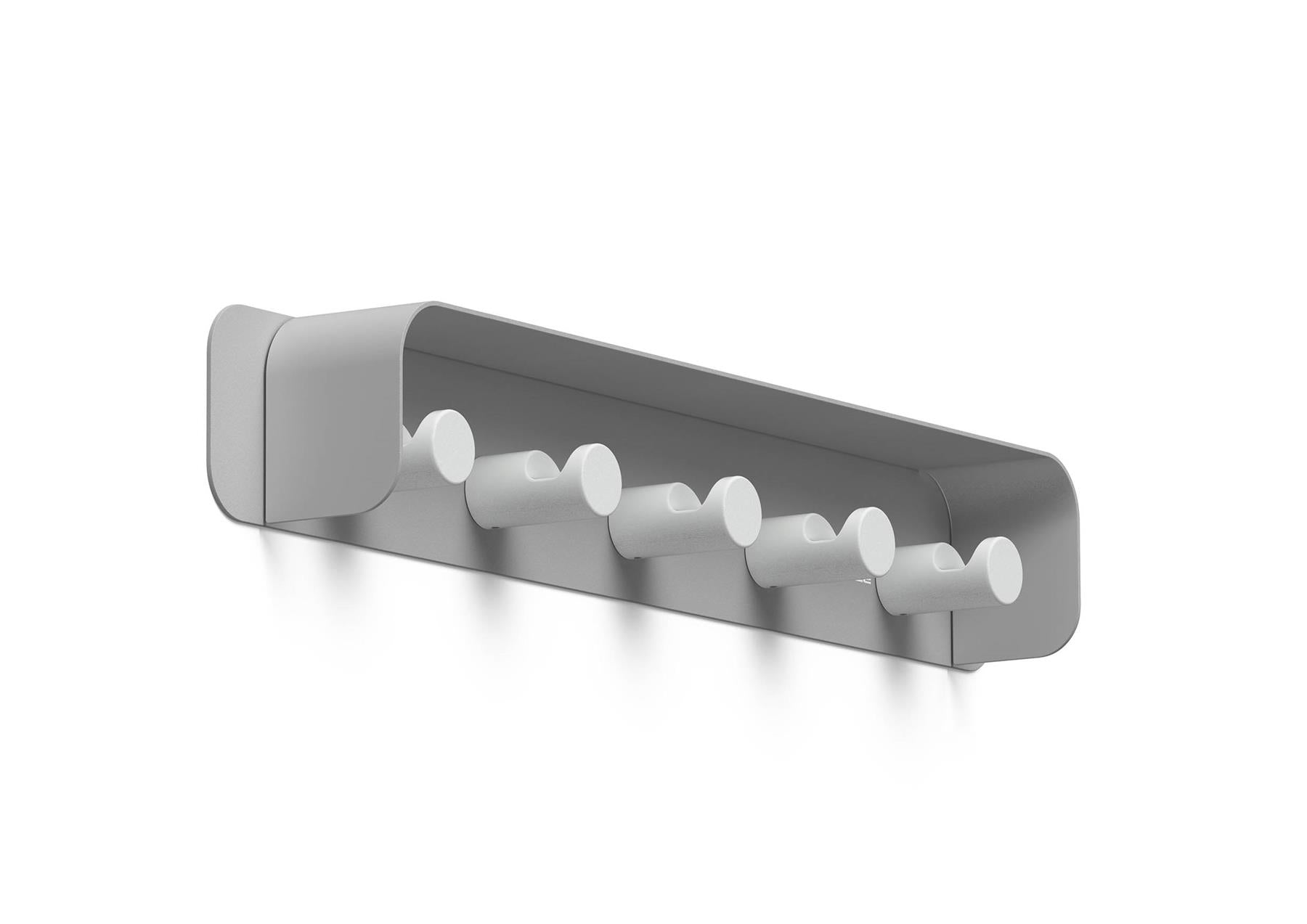 Durable DURASTORE Aluminium Wall Mounted Coat Rack 5 Hooks with Shelf | Grey
