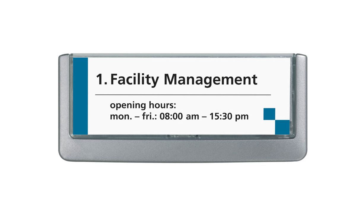 Durable Adhesive CLICK SIGN Wall Mounted Door Sign Holder | 149x52mm | Grey