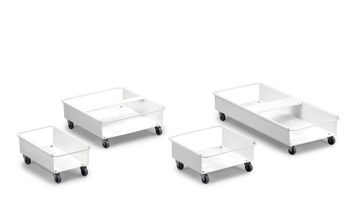 Durable DURABIN Rectangular 60L Robust Steel Wheel Bin Trolley | White