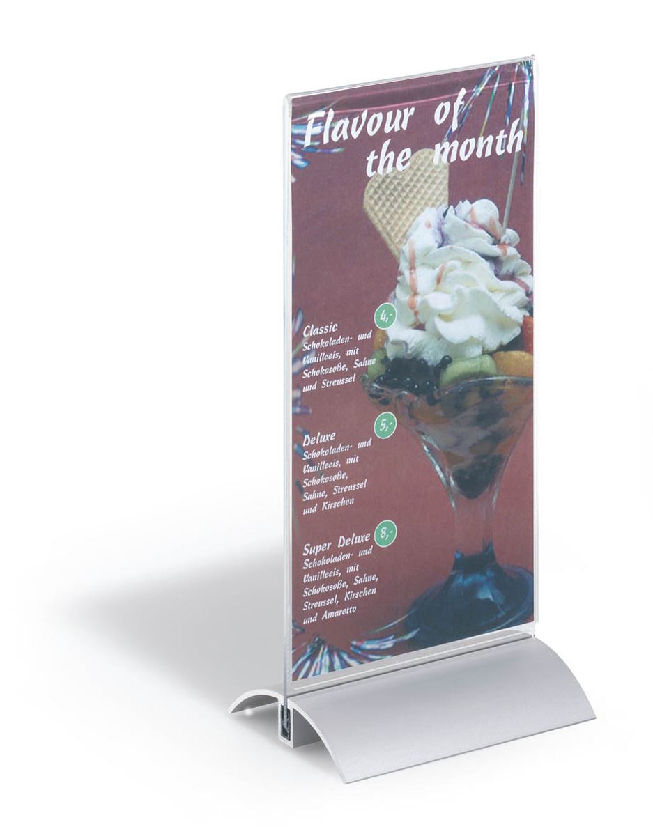 Durable Acrylic Metal Table Display Stand Menu & Sign Holder | 1/3 A4 | Clear