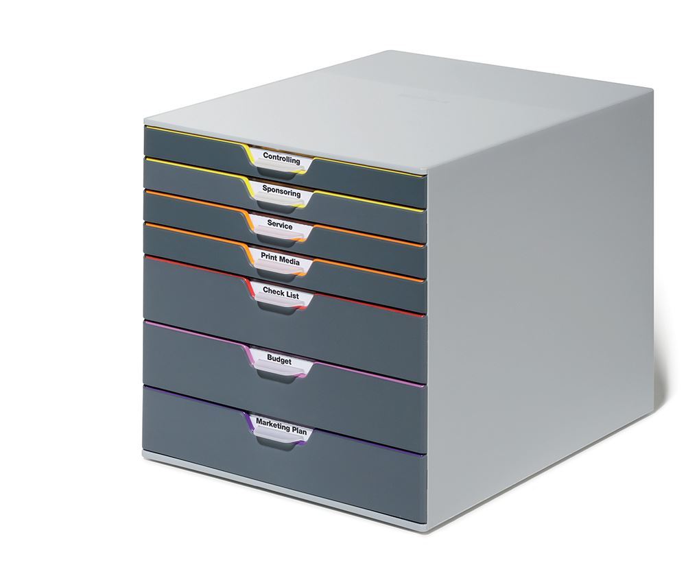 Durable VARICOLOR Desktop Organiser 7 Drawer Colour Coded Modular Storage | A4+