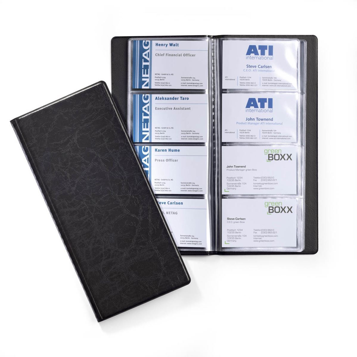 Durable VISIFIX PU Leather 192 Business Card Album Organiser Wallet Book | Black