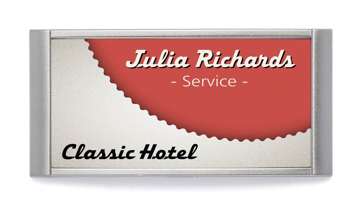 Durable Classic Magnetic Name Tag ID Badge Holders + Inserts | 10 Pack | 30x65mm