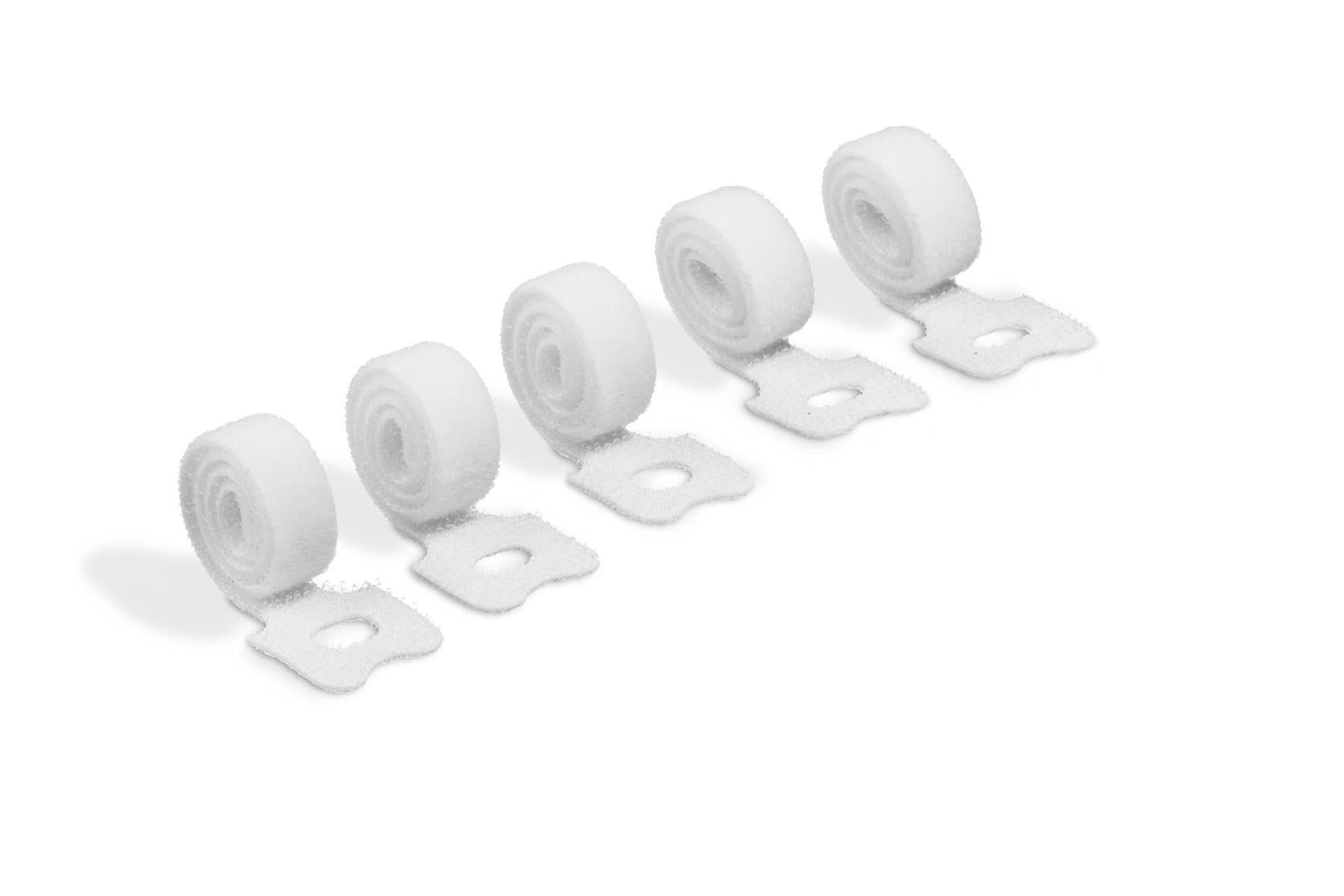 Durable CAVOLINE Reusable Hook and Loop Cable Tie Straps | 5 Pack | White