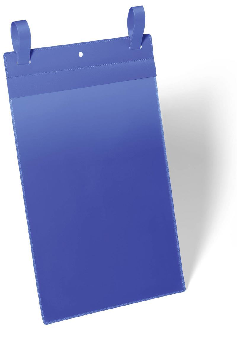 Durable Strap Ticket Holder Pouch Document Pocket Portrait | 50 Pack | A4 Blue