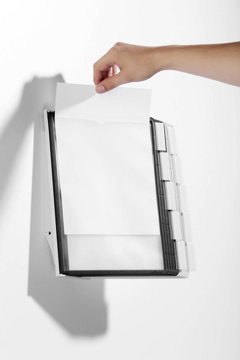 Durable SHERPA WALL 10 Display Panel Document Split Flap Index | A4 Black & Grey