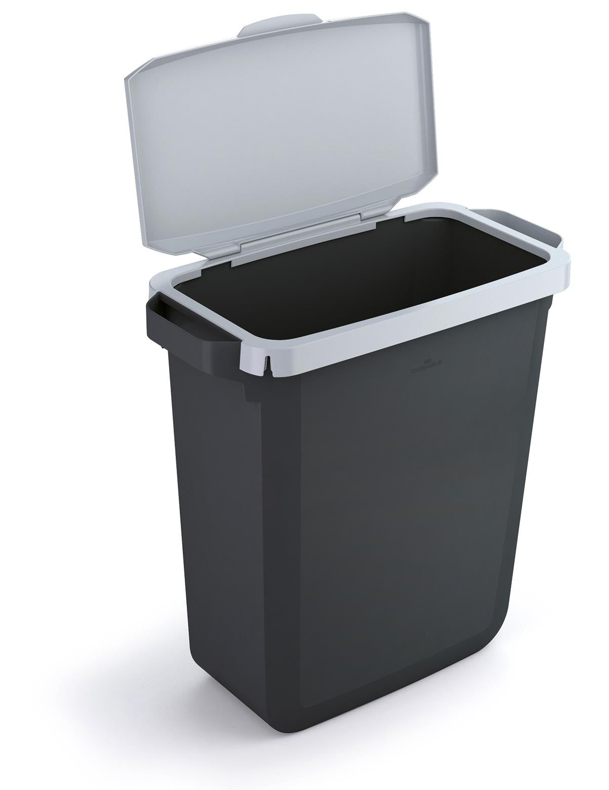Durable DURABIN ECO Recycled Black Recycling Bin + Grey Hinged Lid | 60L