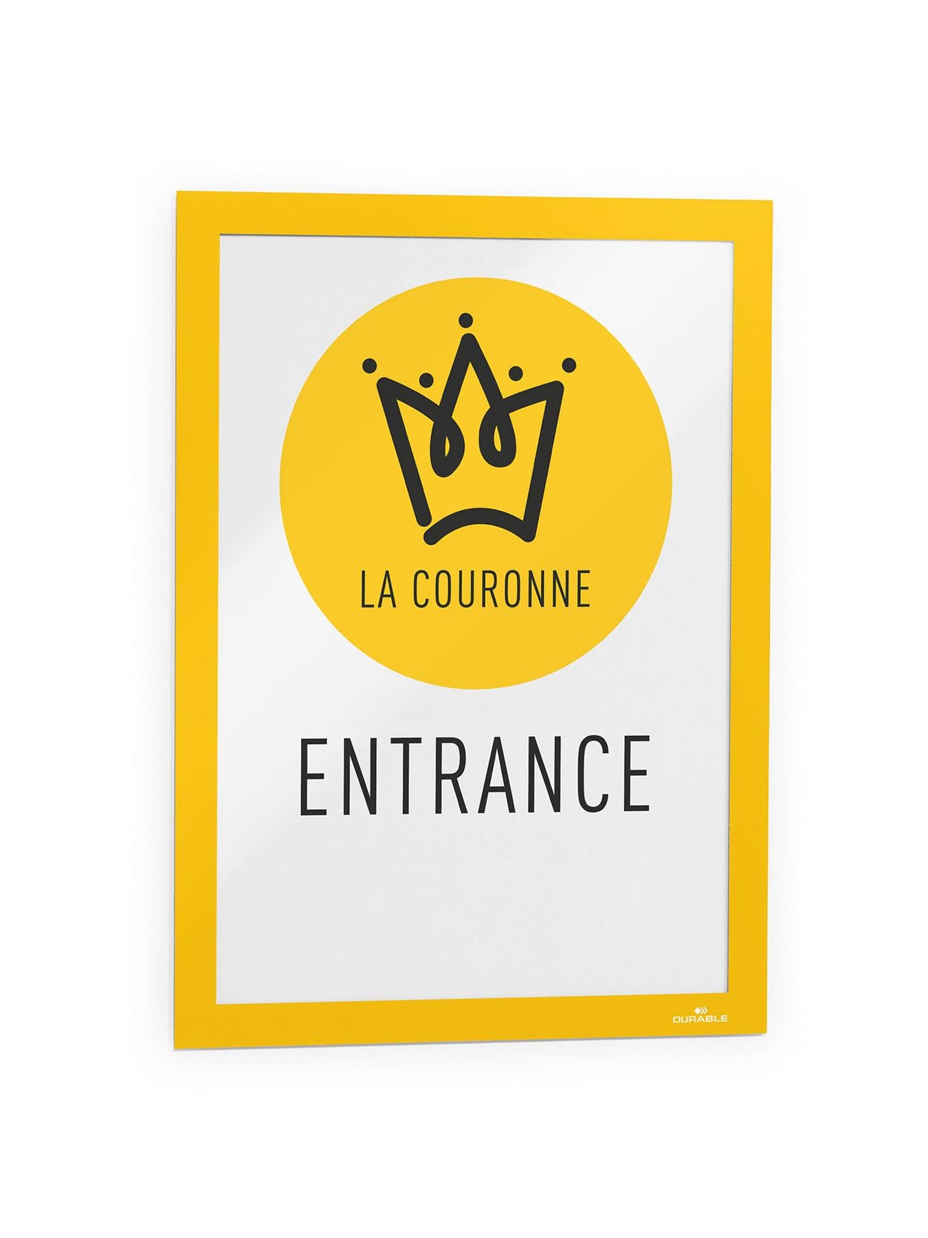Durable DURAFRAME Self Adhesive Magnetic Signage Frame | 2 Pack | A4 Yellow