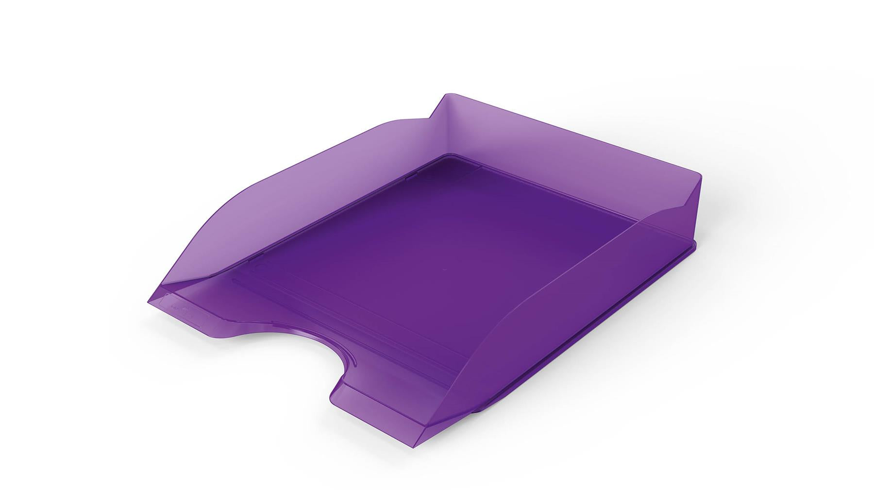 Durable New Stackable Letter Tray | Document Paper File | A4+ Transparent Purple