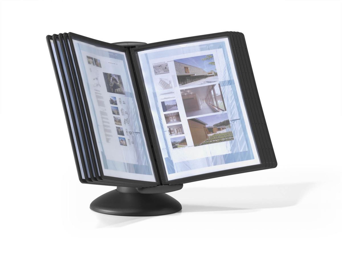 Durable SHERPA MOTION 360 Degree Desk Display Panel Stand | 10 Panels | A4 Black