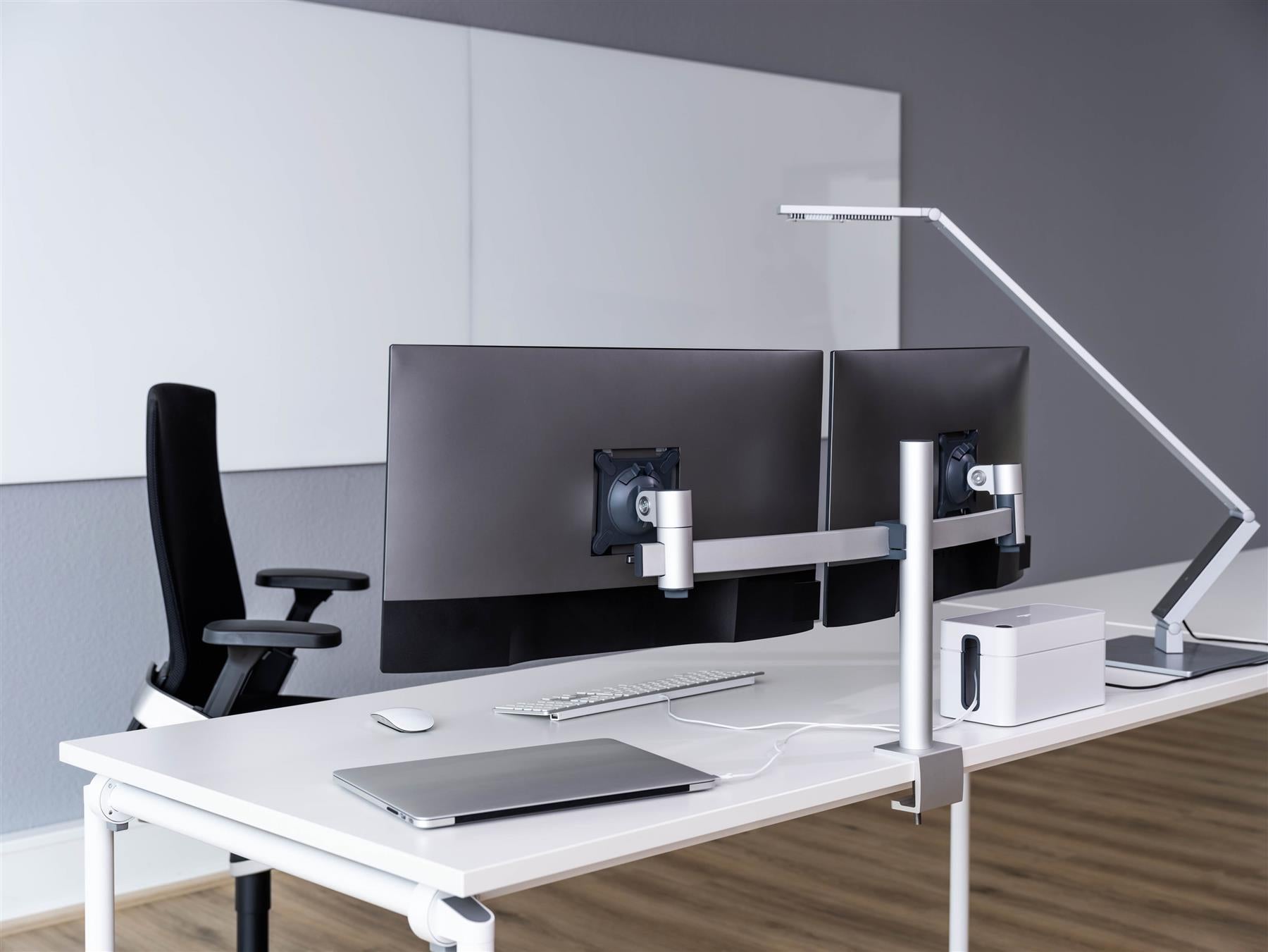 Durable Monitor Mount PRO for 2 Screens | Through-Desk Clamp Attachment