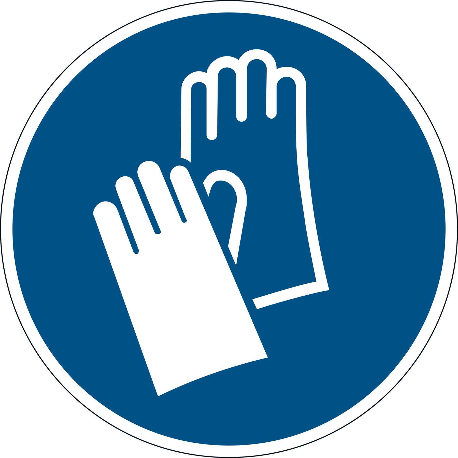 Durable Adhesive ISO "Wear Protective Gloves" Sign Safety Floor Sticker | 43cm