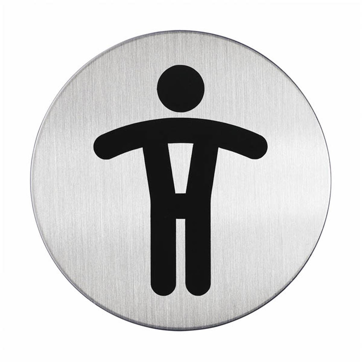 Durable Adhesive Men's WC Symbol Bathroom Toilet Sign | Stainless Steel | 83mm
