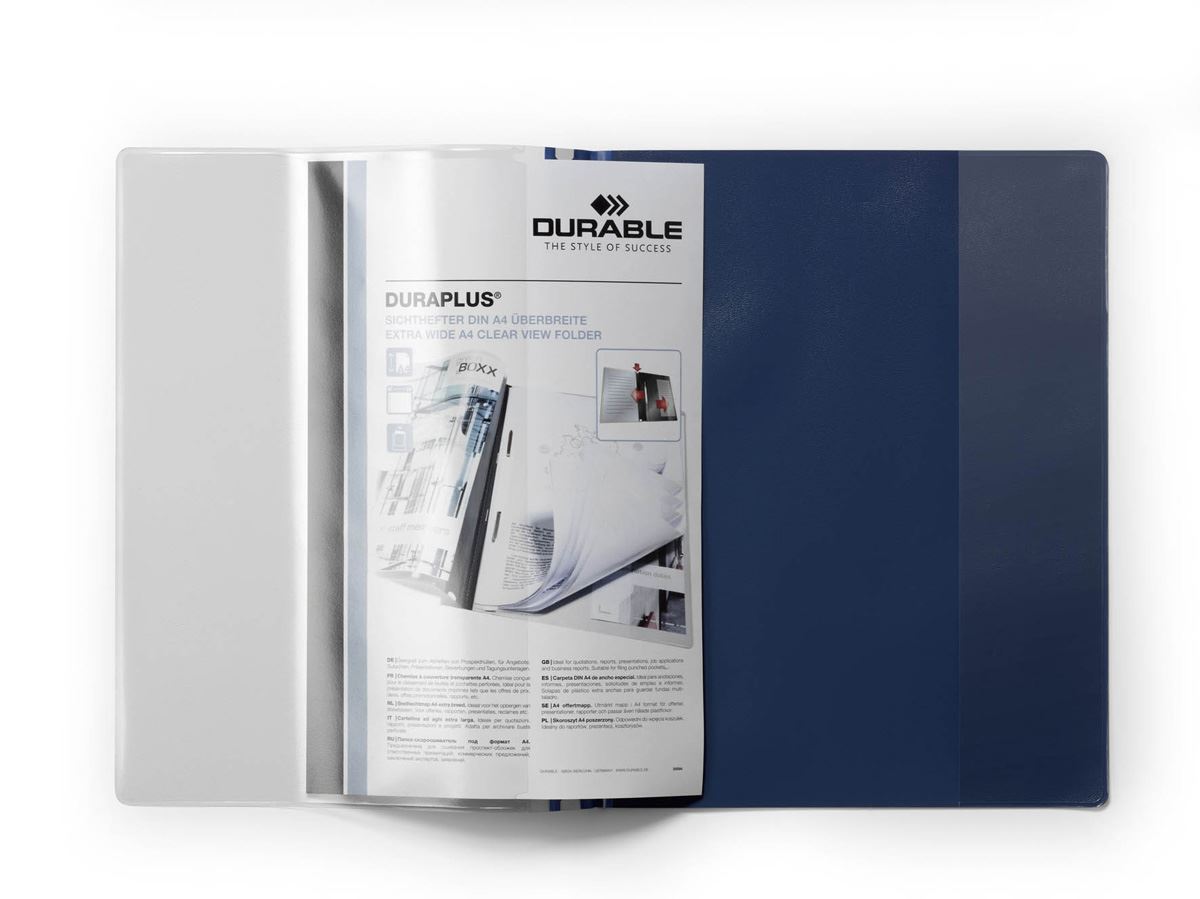 Durable DURAPLUS Project Folder Document Report File | 25 Pack | A4+ Navy Blue